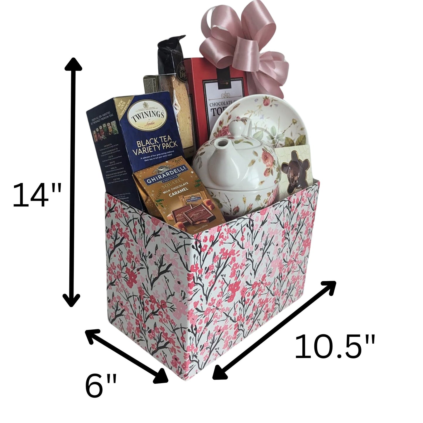 All Occasion Tea Time Bliss  Gift Basket - Porcelain Tea Pot Duo - Birthday, Anniversary, Thank You