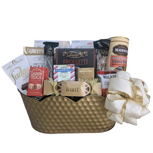 Elegant Golden Gourmet Gift Basket for All Occasions