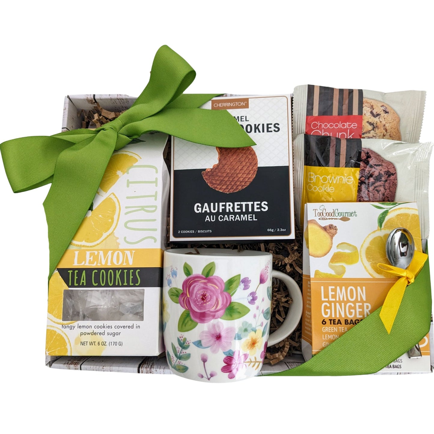 Lemon Tea & Cookies Gift Set with Floral Tea Cup