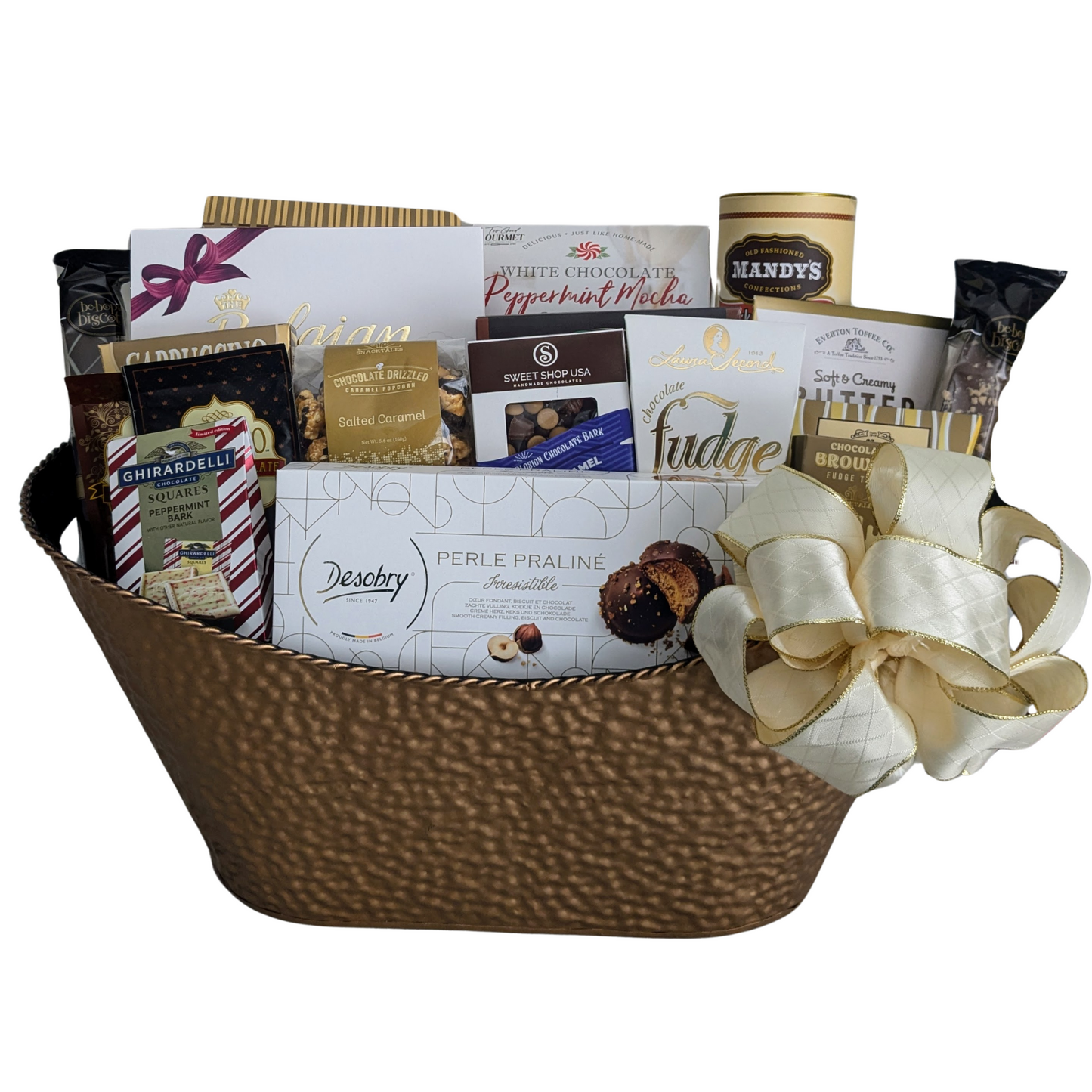 Golden Elegance Chocolates, Cookies and Snacks Gift Basket for All Occasions