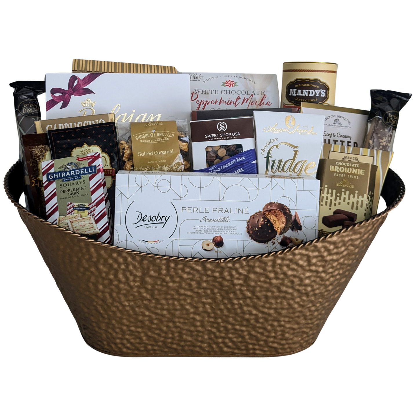 Golden Elegance Chocolates, Cookies and Snacks Gift Basket for All Occasions