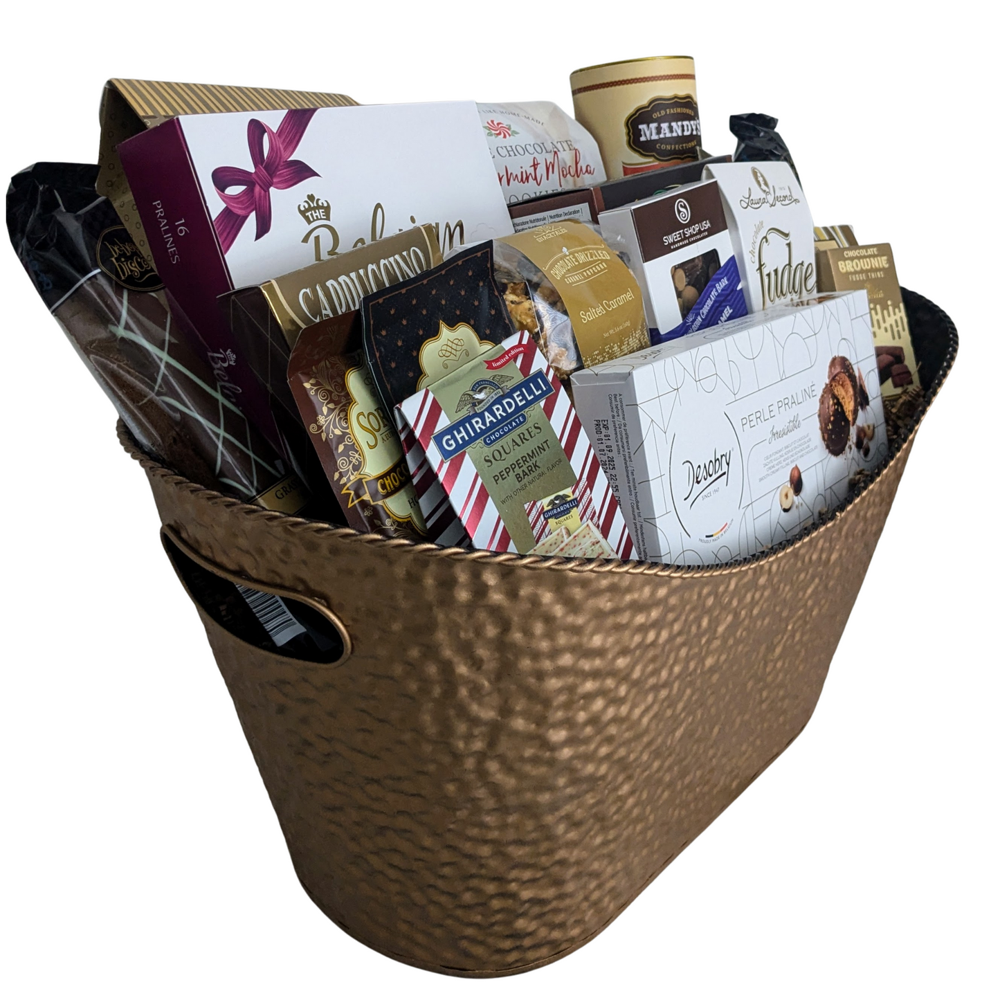 Golden Elegance Chocolates, Cookies and Snacks Gift Basket for All Occasions