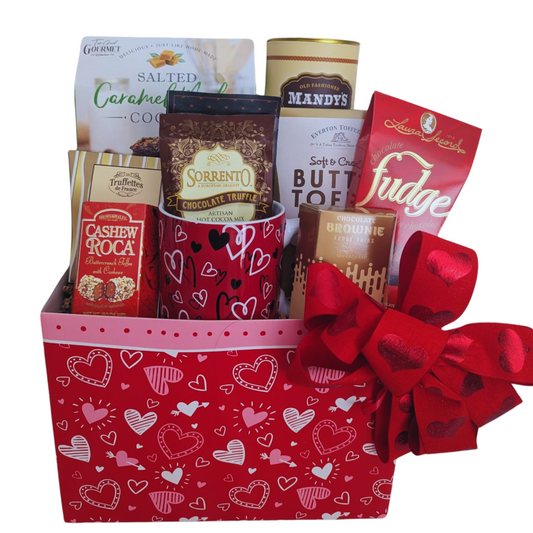 Valentine's Day Chocolate Gift Basket with Heart Mug