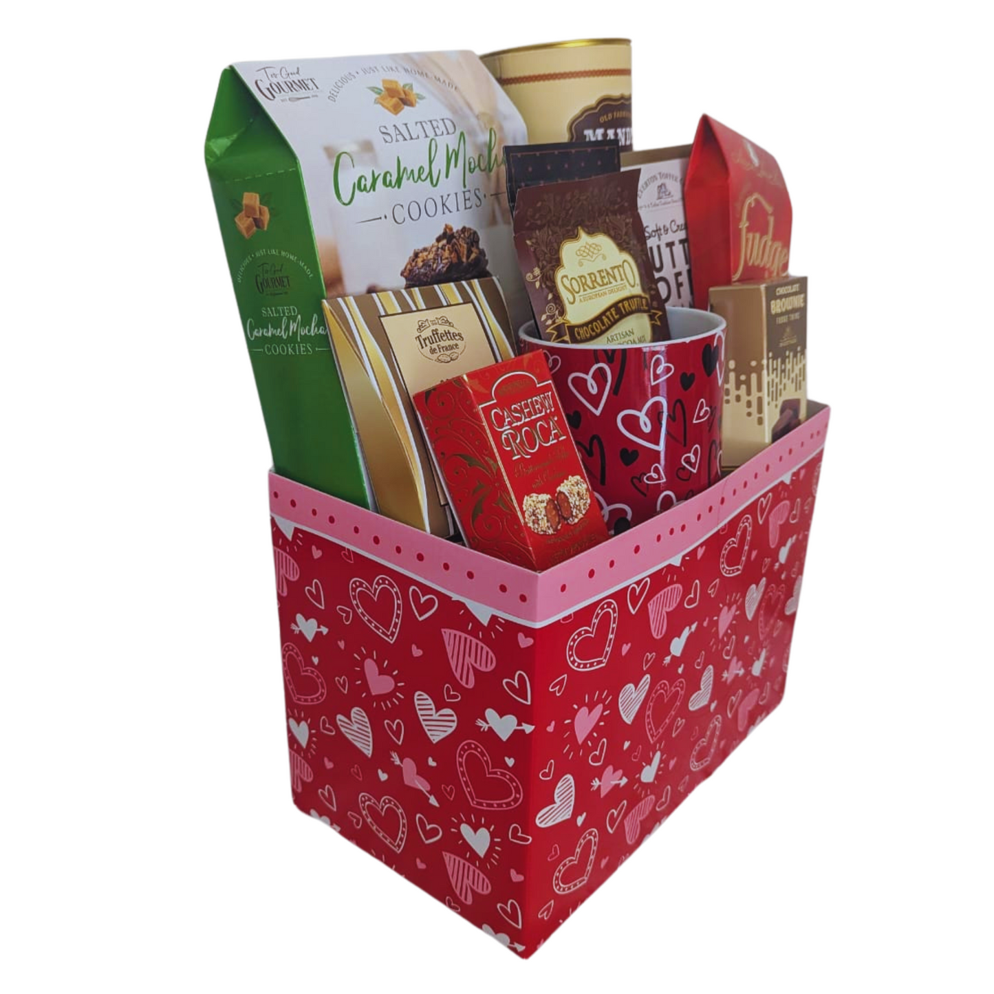 Valentine's Day Chocolate Gift Basket with Heart Mug